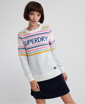 Superdry Oslo Fairisle Női Kötöttáru Krém | ZJYEL5749